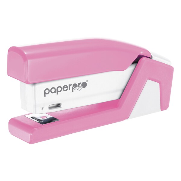 Bostitch InCourage Spring-Powered Compact Stapler, 20-Sheet Cap, Pink/White PPR1588